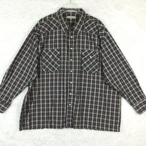 Fox Fire Mens Shirt‎ Western Button Down Long Sleeve Pearl Snaps Blue Big 3XB